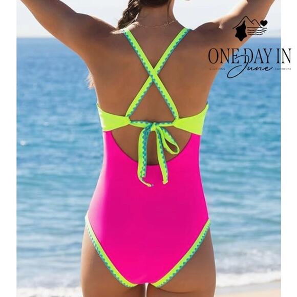 Popvil Colorblock One Piece Swimsuit Size M - Picture 2 of 7